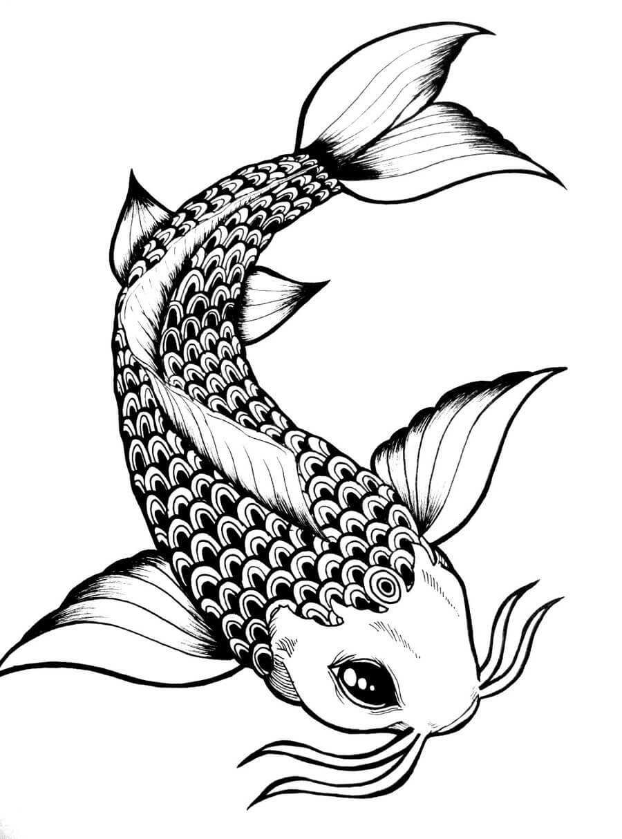 Рыба черно-белая рисунок